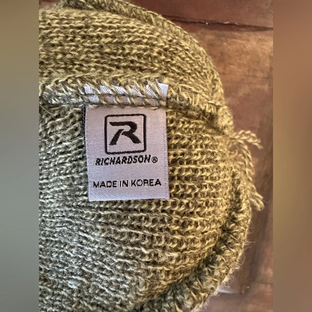 Nantucket Island logo olive‎ green winter pom pom beanie hat unisex men women OS